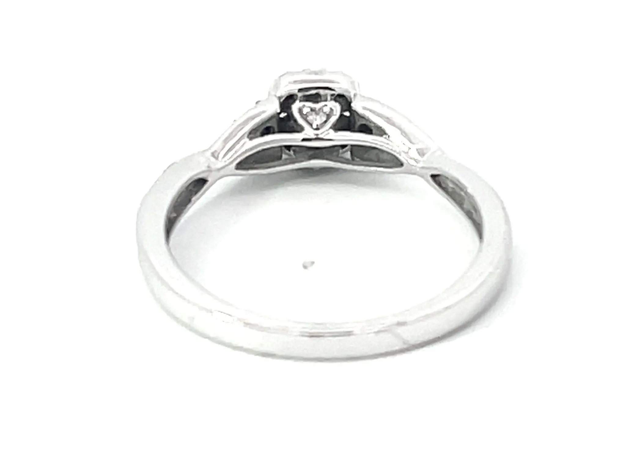 Diamond Halo and Sapphire Ring in 10k White Gold