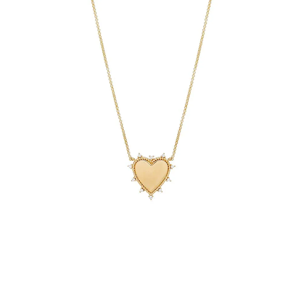Diamond Spiked Heart Necklace 14K