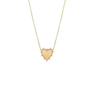 Diamond Spiked Heart Necklace 14K