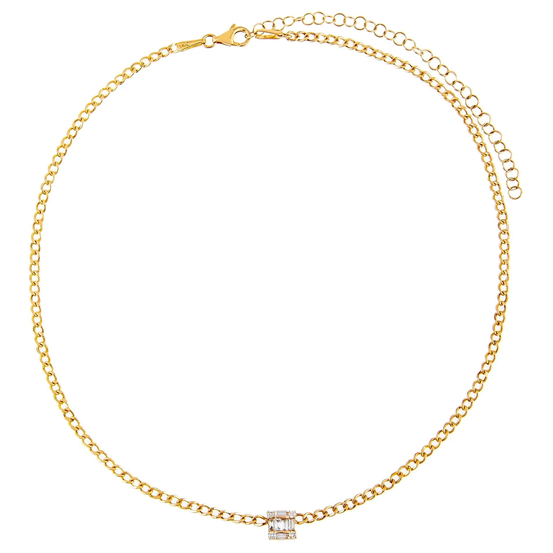Diamond Square Cuban Choker 14K