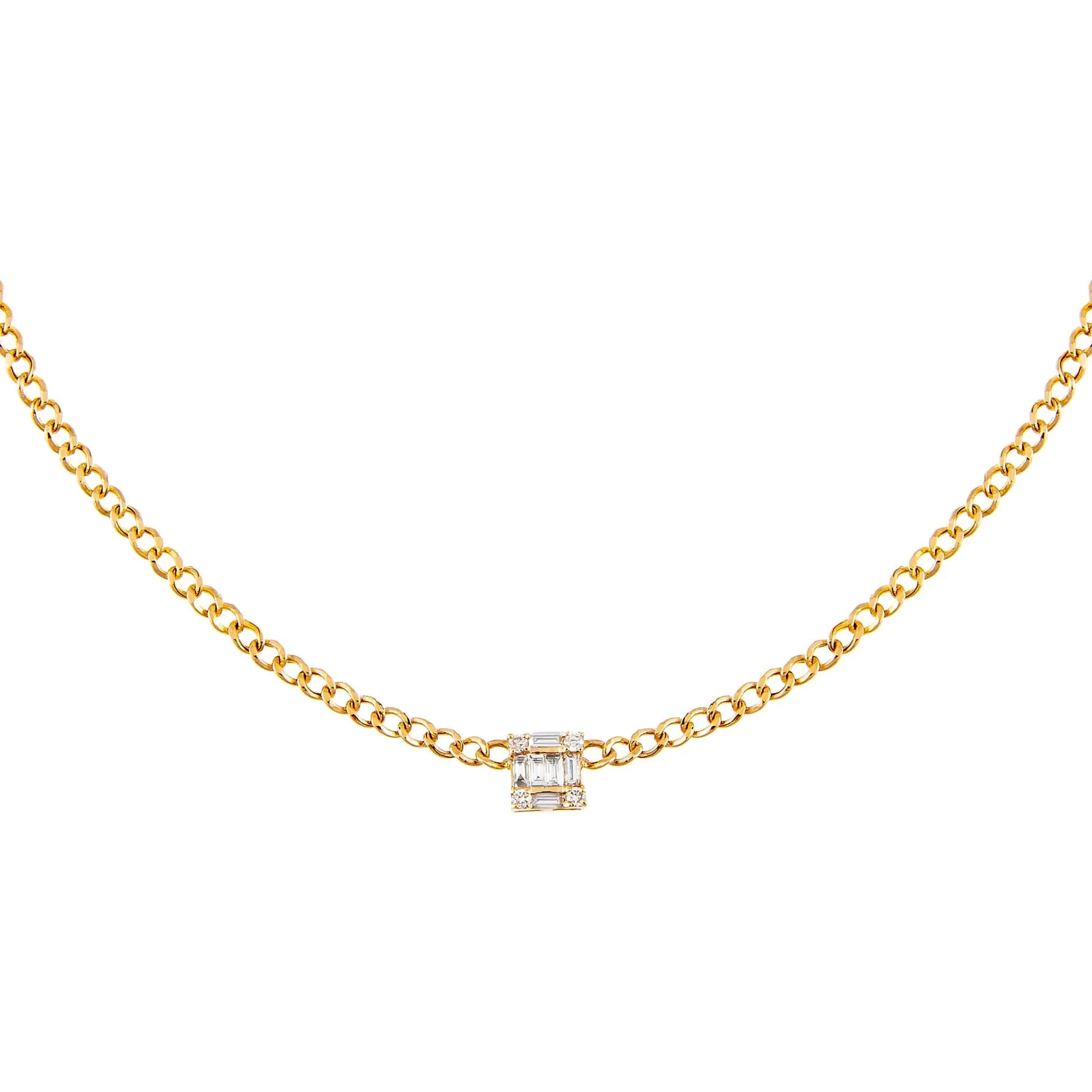 Diamond Square Cuban Choker 14K