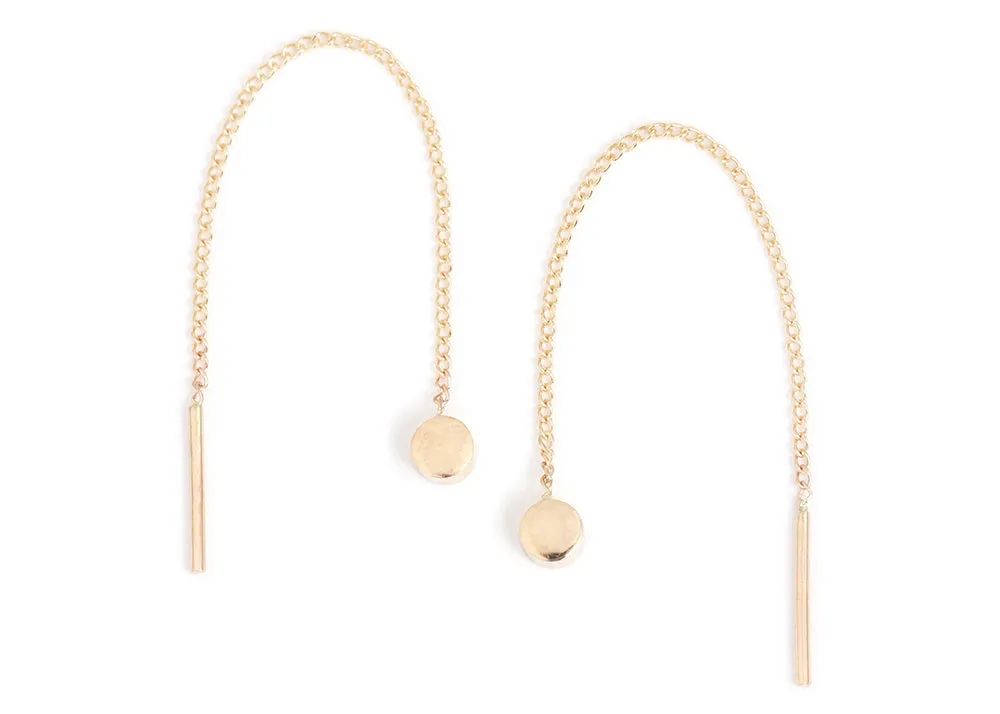 Disc Threader Earrings - 2 inch