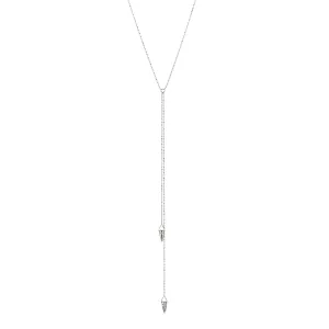 Double Drop Spike Necklace - White Gold