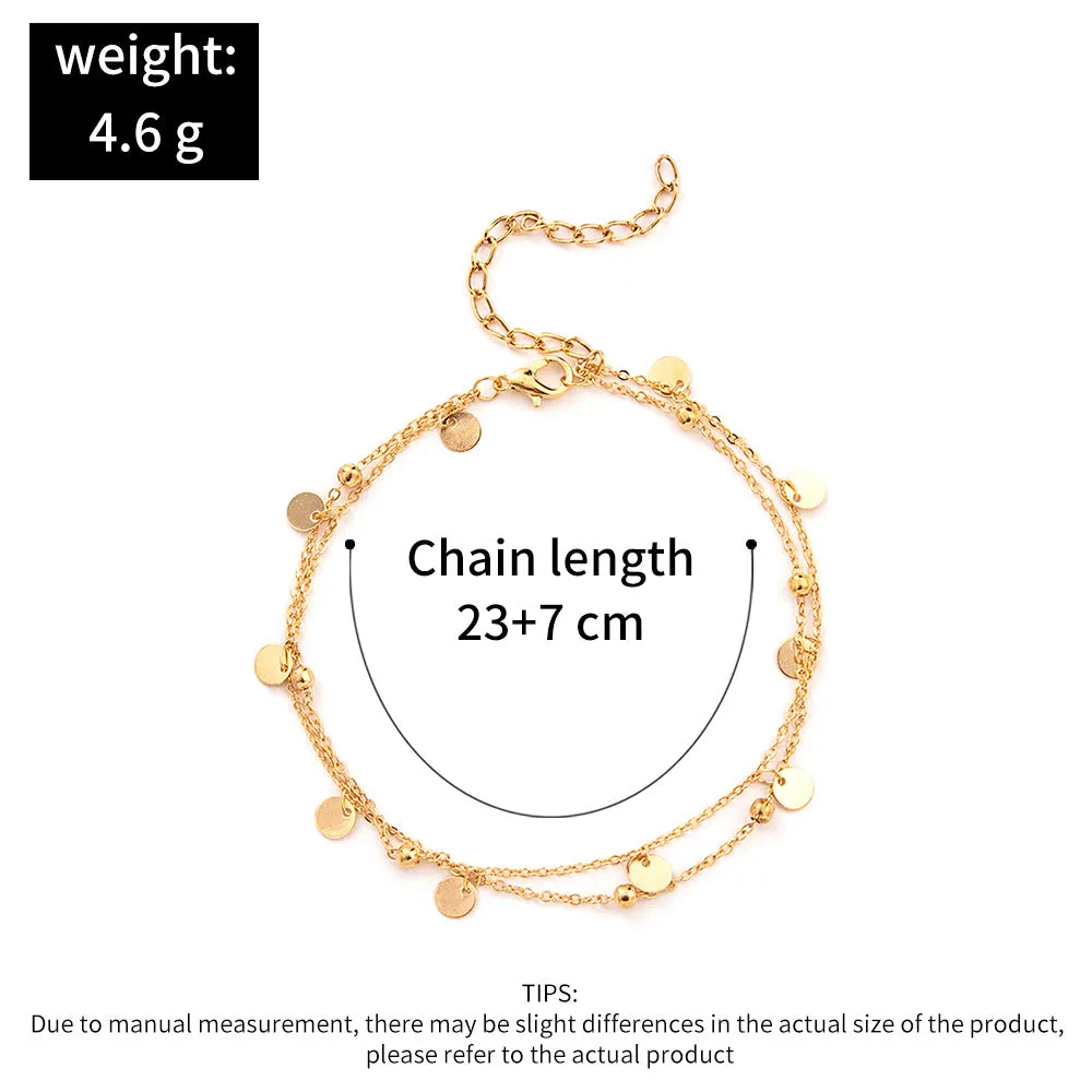 Double-Layer Circle Sequin Pendant Temperament Anklet