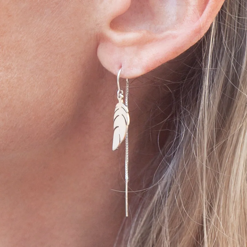 Earring Threader Feather Sterling Silver