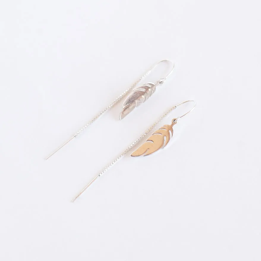 Earring Threader Feather Sterling Silver