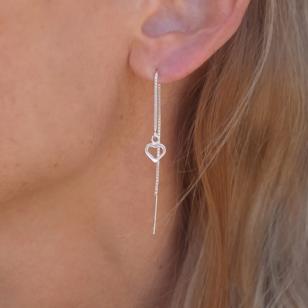 Earring Threader Heart Sterling Silver