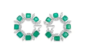 Earrings 18kt White Gold Look-At-Me Emeralds & Diamonds