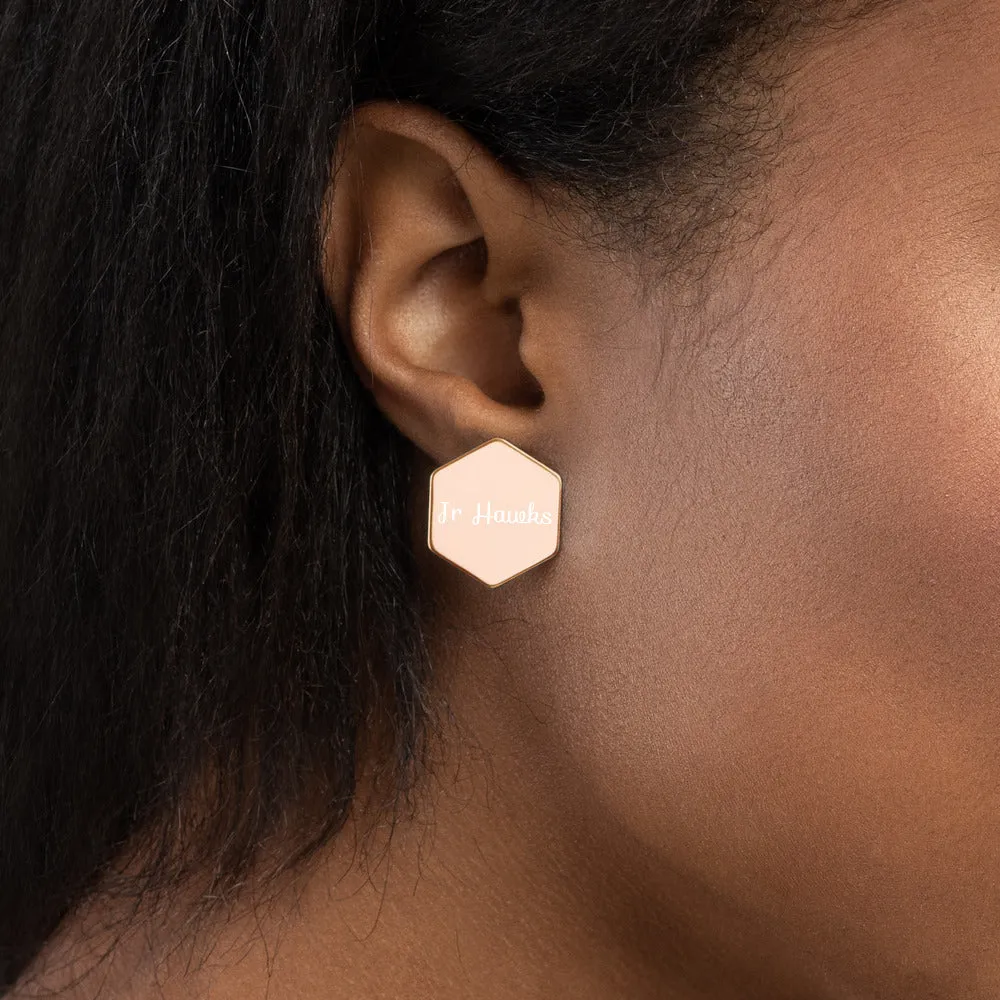 Earrings ~ Jr Hawks Sterling Silver Hexagon Studs