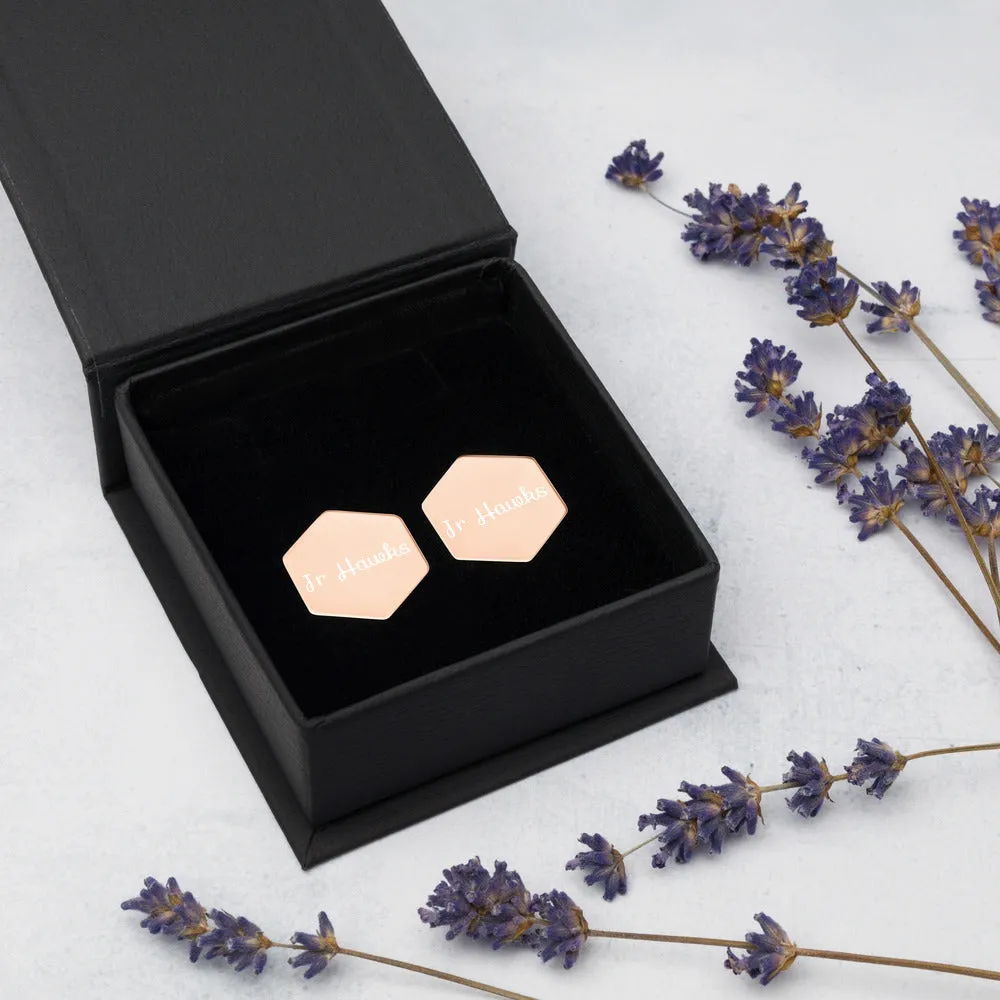 Earrings ~ Jr Hawks Sterling Silver Hexagon Studs