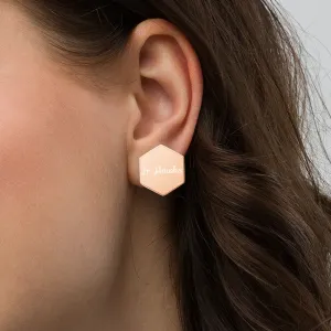 Earrings ~ Jr Hawks Sterling Silver Hexagon Studs