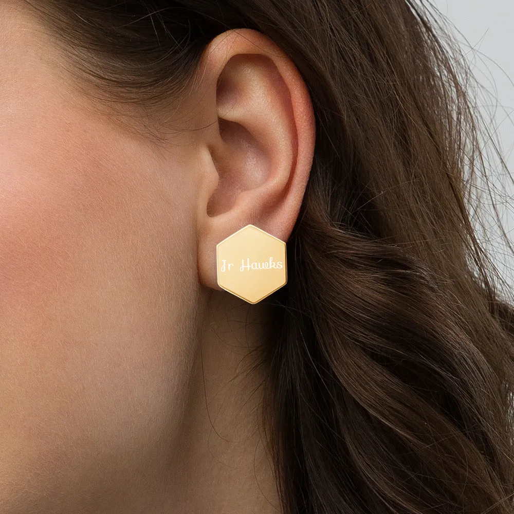 Earrings ~ Jr Hawks Sterling Silver Hexagon Studs