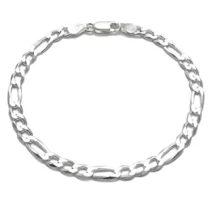 Elegant Sterling Silver Figaro Chain Bracelet in 6mm (Gauge 150) width. Available in 7" and 8" Lengths.