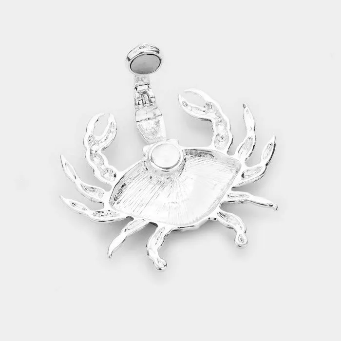 Embossed Metal Abalone Crab Magnetic Pendant Set