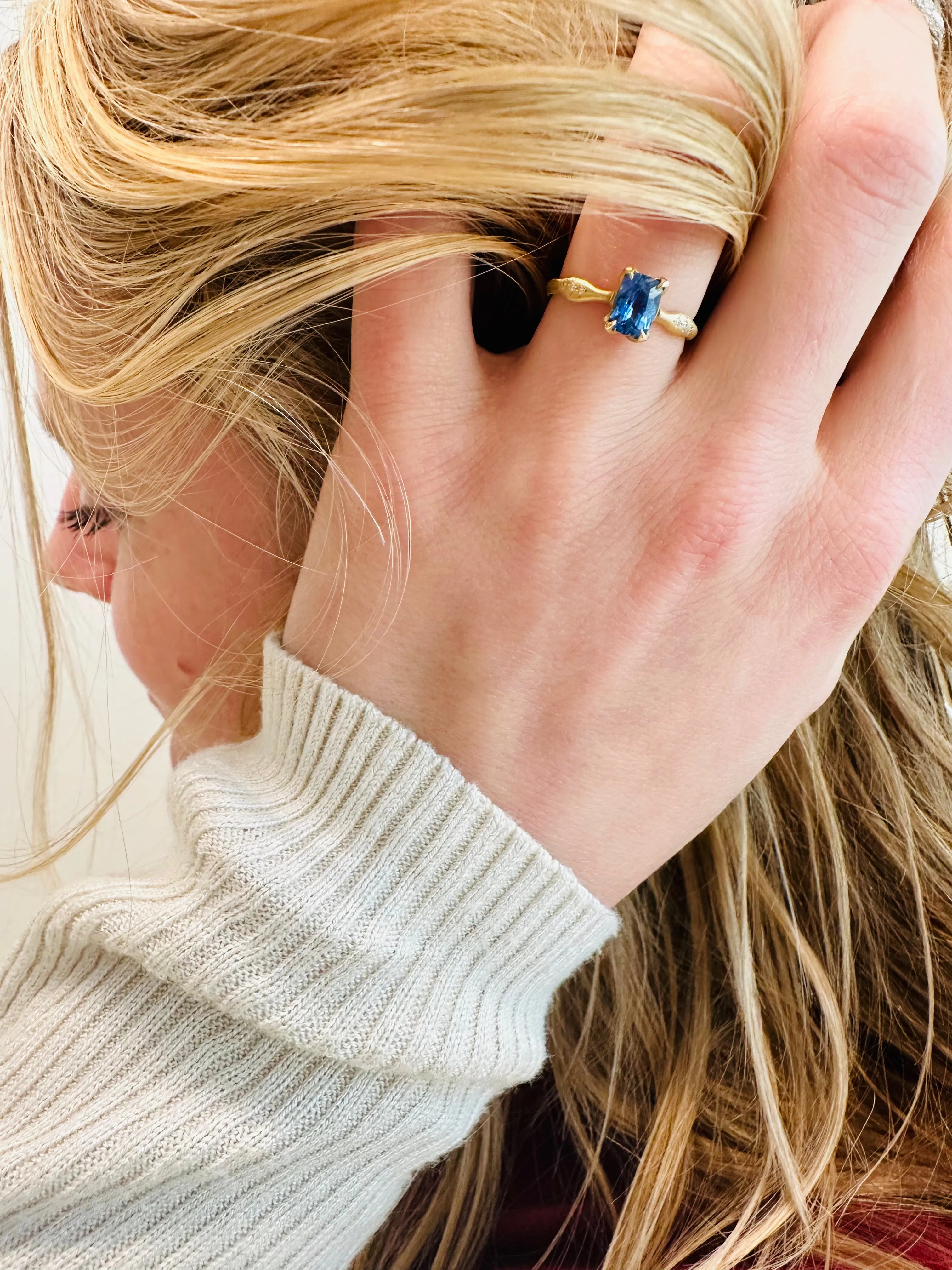 Emeral Cut Blue Sapphire Ring