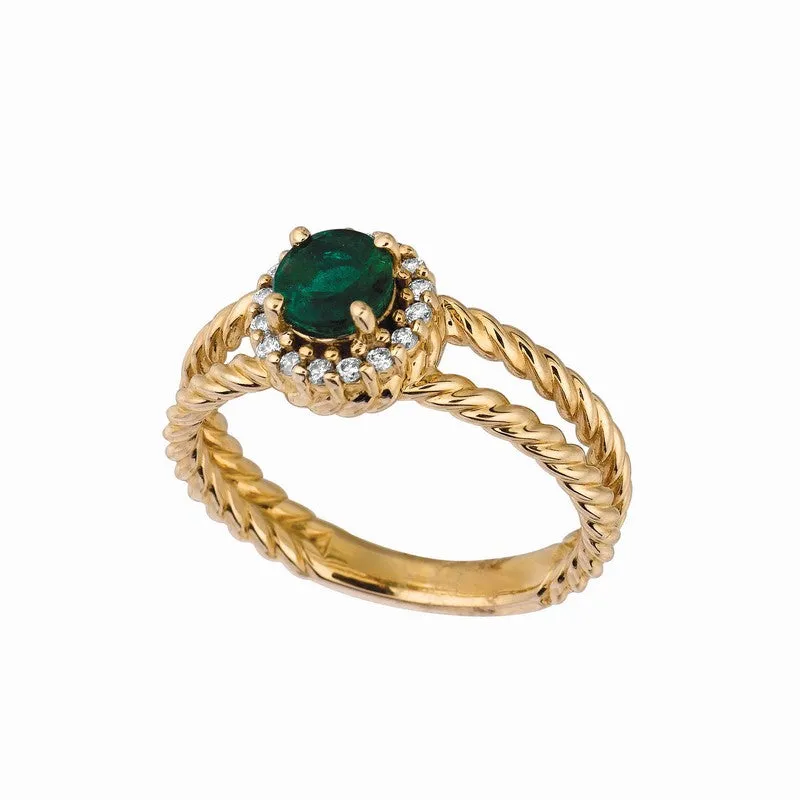 EMERALD & DIAMOND RING 14K GOLD (0.63 CTW)