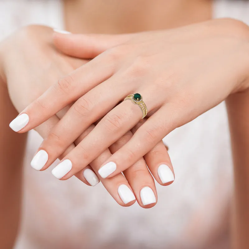 EMERALD & DIAMOND RING 14K GOLD (0.63 CTW)