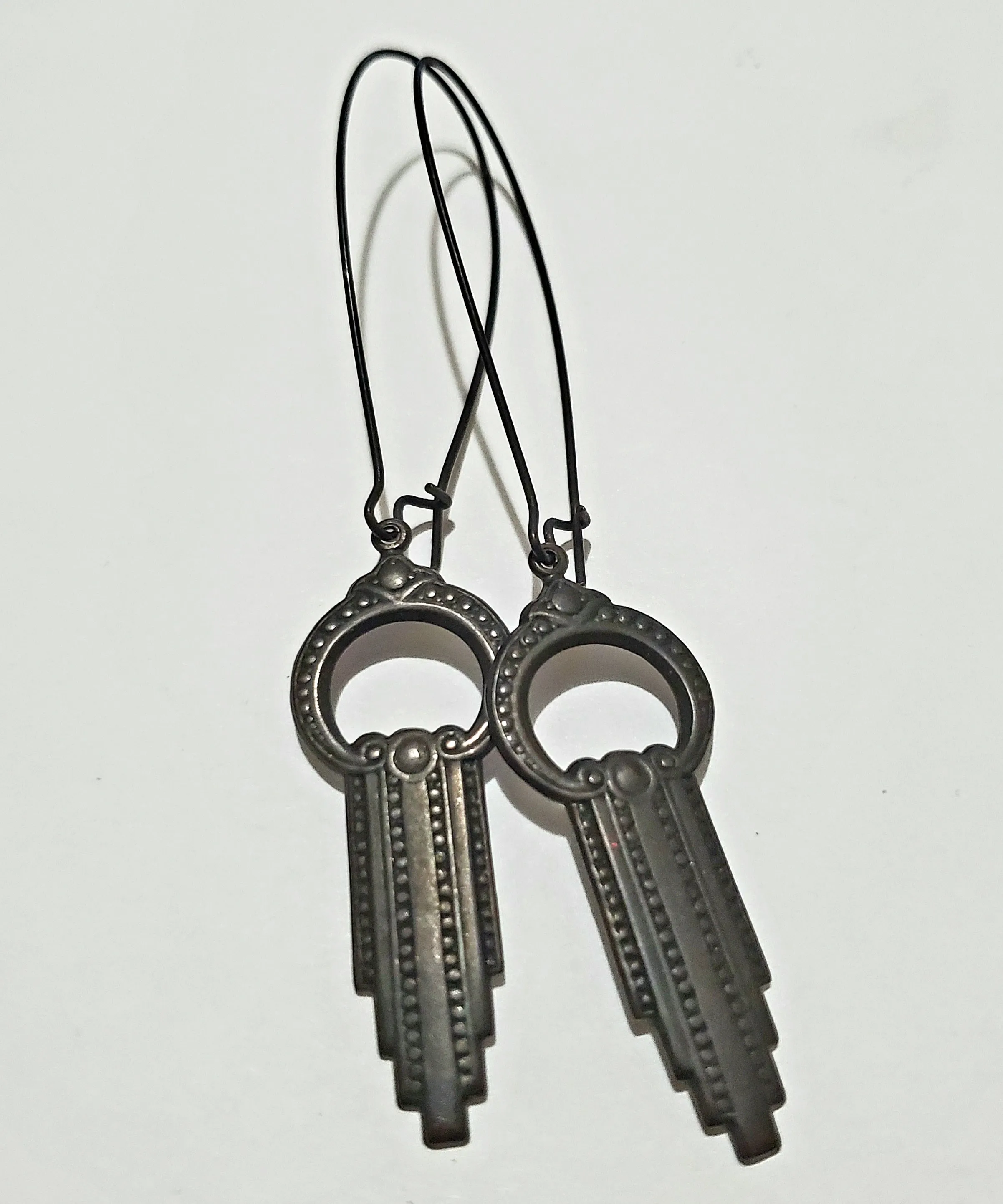 Empire Waterfall Noir Brass Earrings