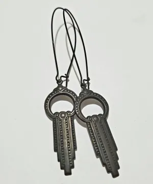 Empire Waterfall Noir Brass Earrings