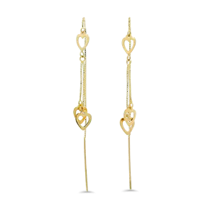 Estate 14k Yellow Gold Heart Threader Earrings