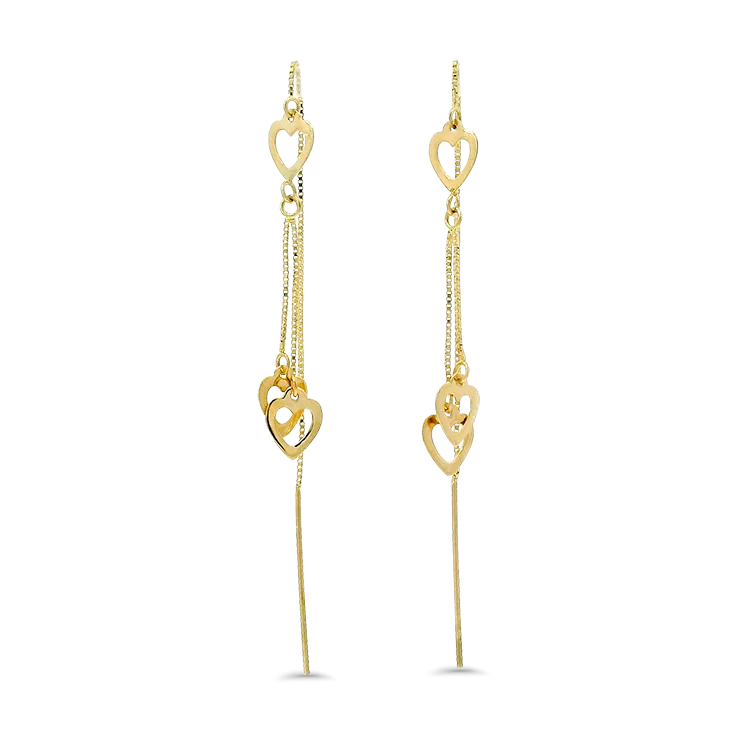 Estate 14k Yellow Gold Heart Threader Earrings