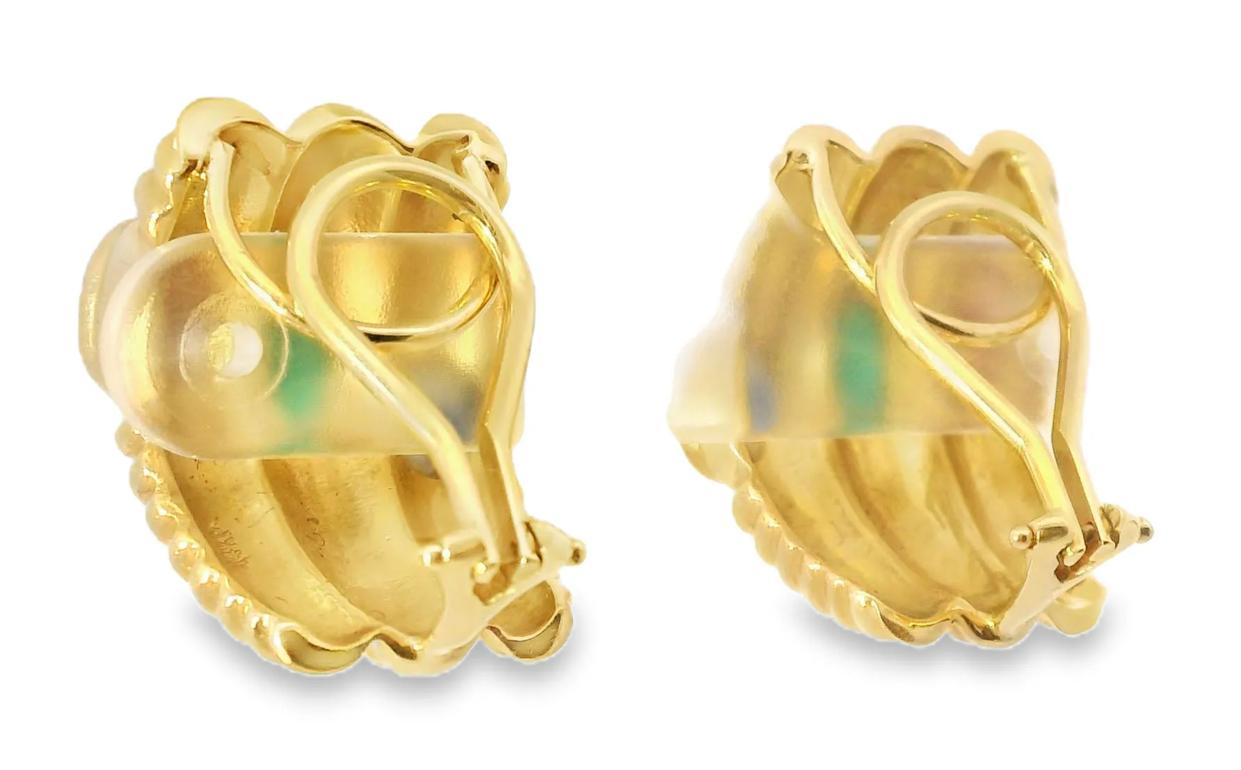 Fabulous 14K Yellow Gold Cabochon Emerald Sapphire Ruby Clip-On Earring