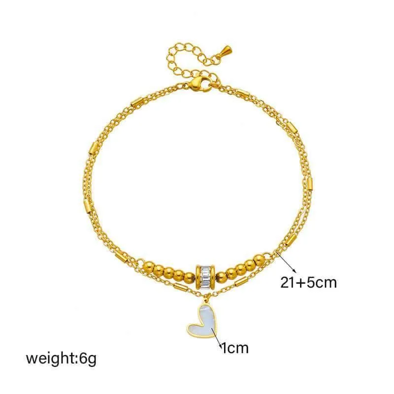 Fashion Jewelry Multi-layer Twin Love Pendant Parts Chain Anklet