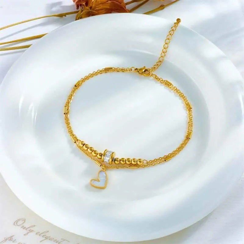 Fashion Jewelry Multi-layer Twin Love Pendant Parts Chain Anklet