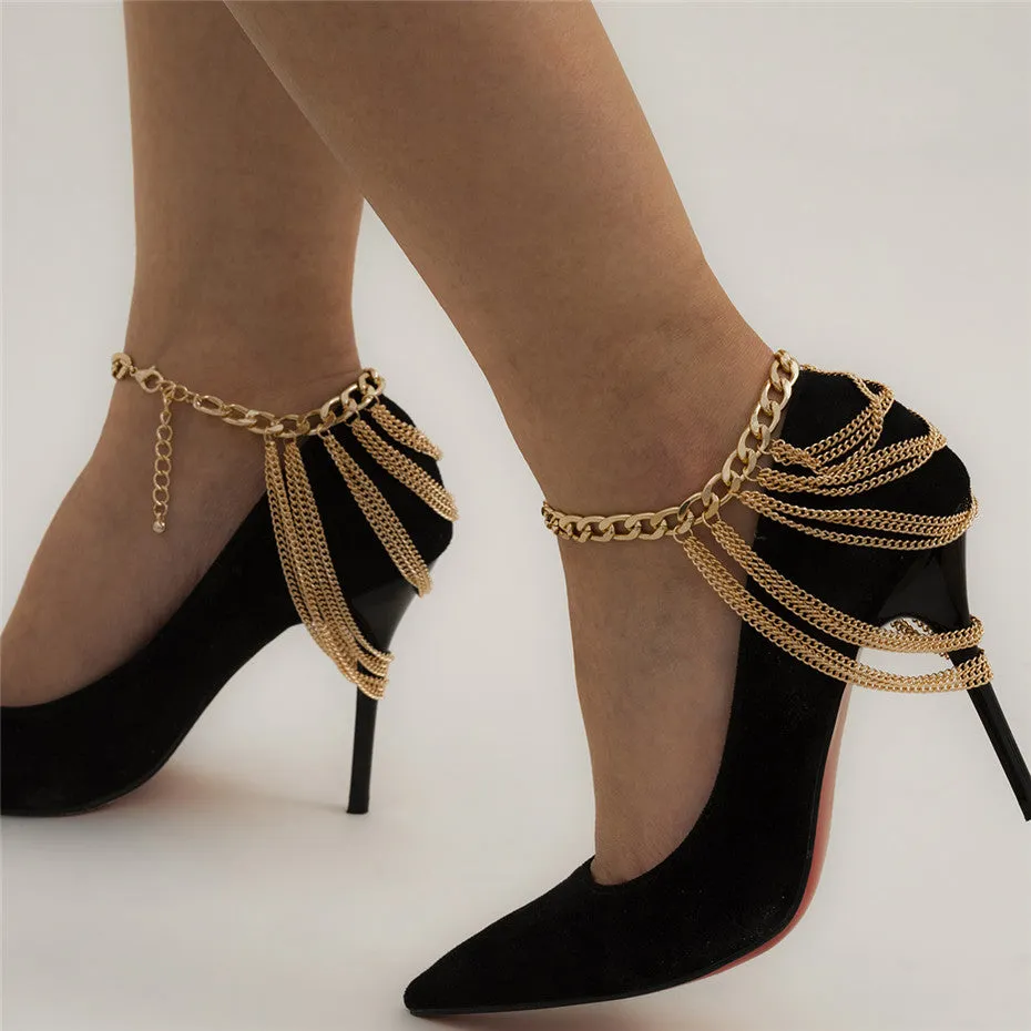 Fashion Multilayer Chain High Heel Shoe Simple Foot Anklets