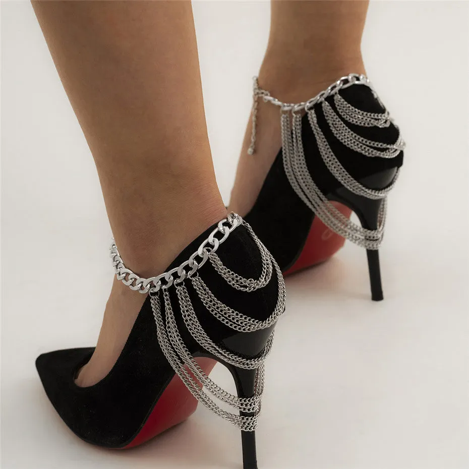Fashion Multilayer Chain High Heel Shoe Simple Foot Anklets