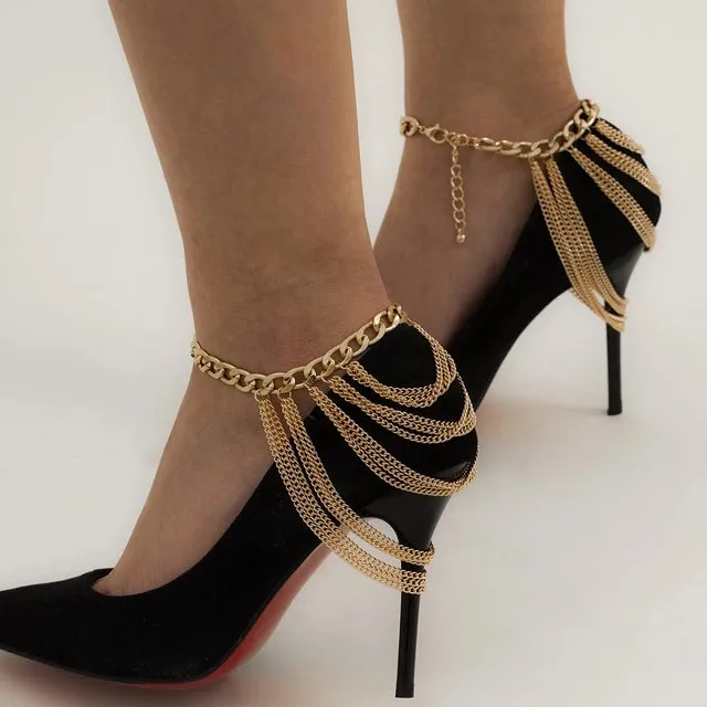 Fashion Multilayer Chain High Heel Shoe Simple Foot Anklets