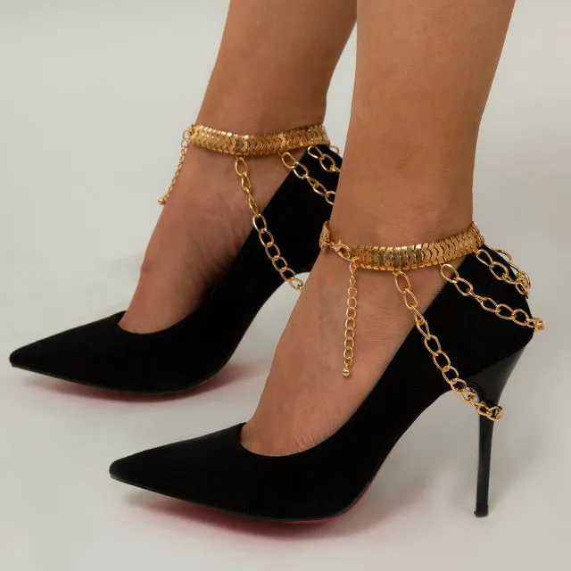 Fashion Multilayer Chain High Heel Shoe Simple Foot Anklets