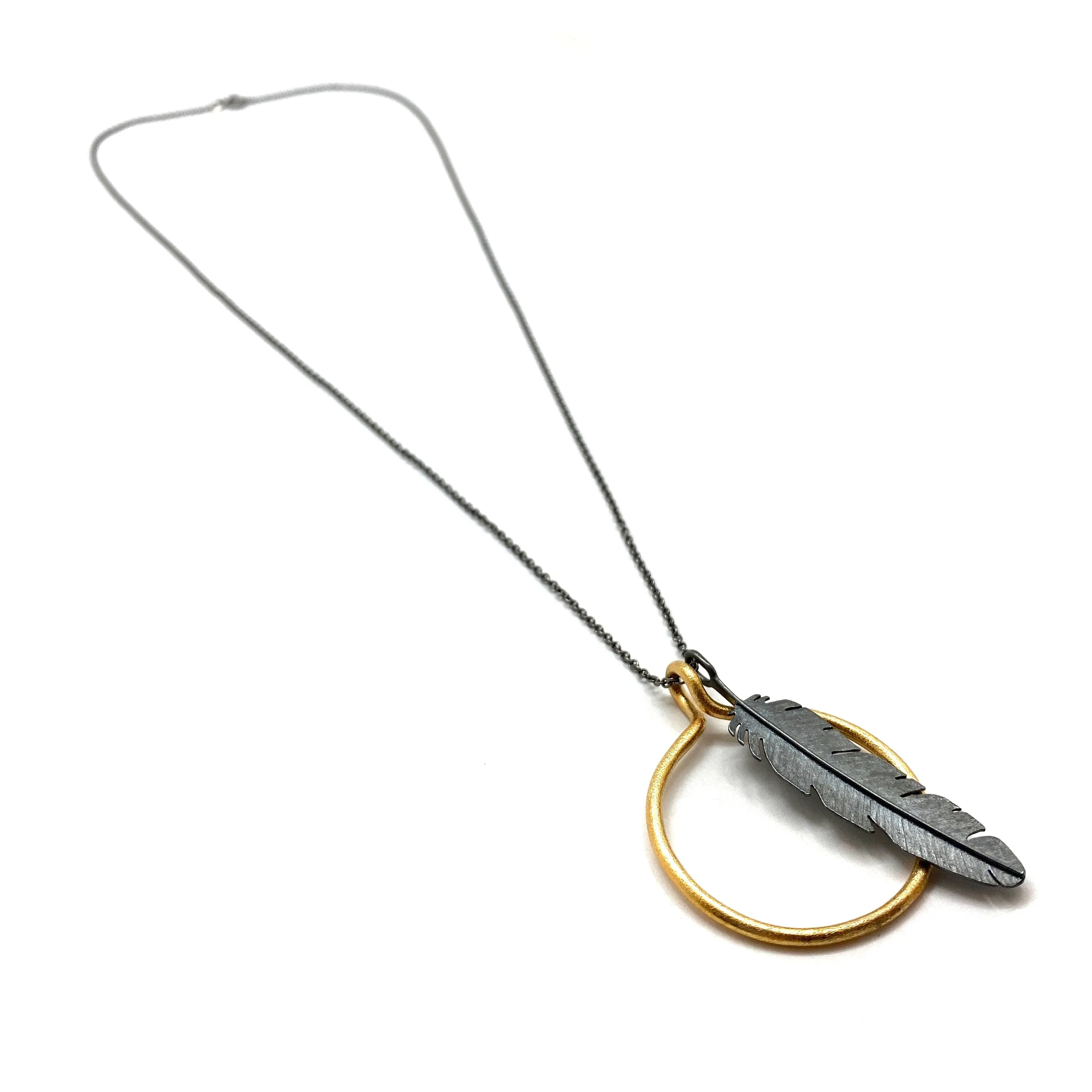 Feather and Hoop Necklace