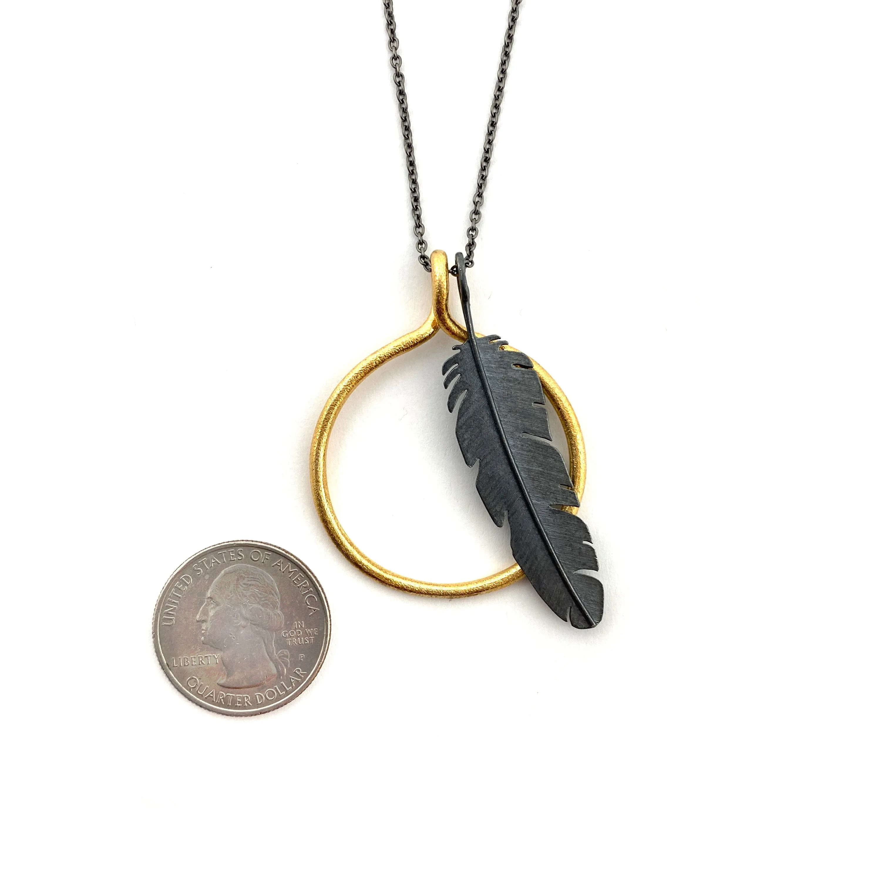 Feather and Hoop Necklace