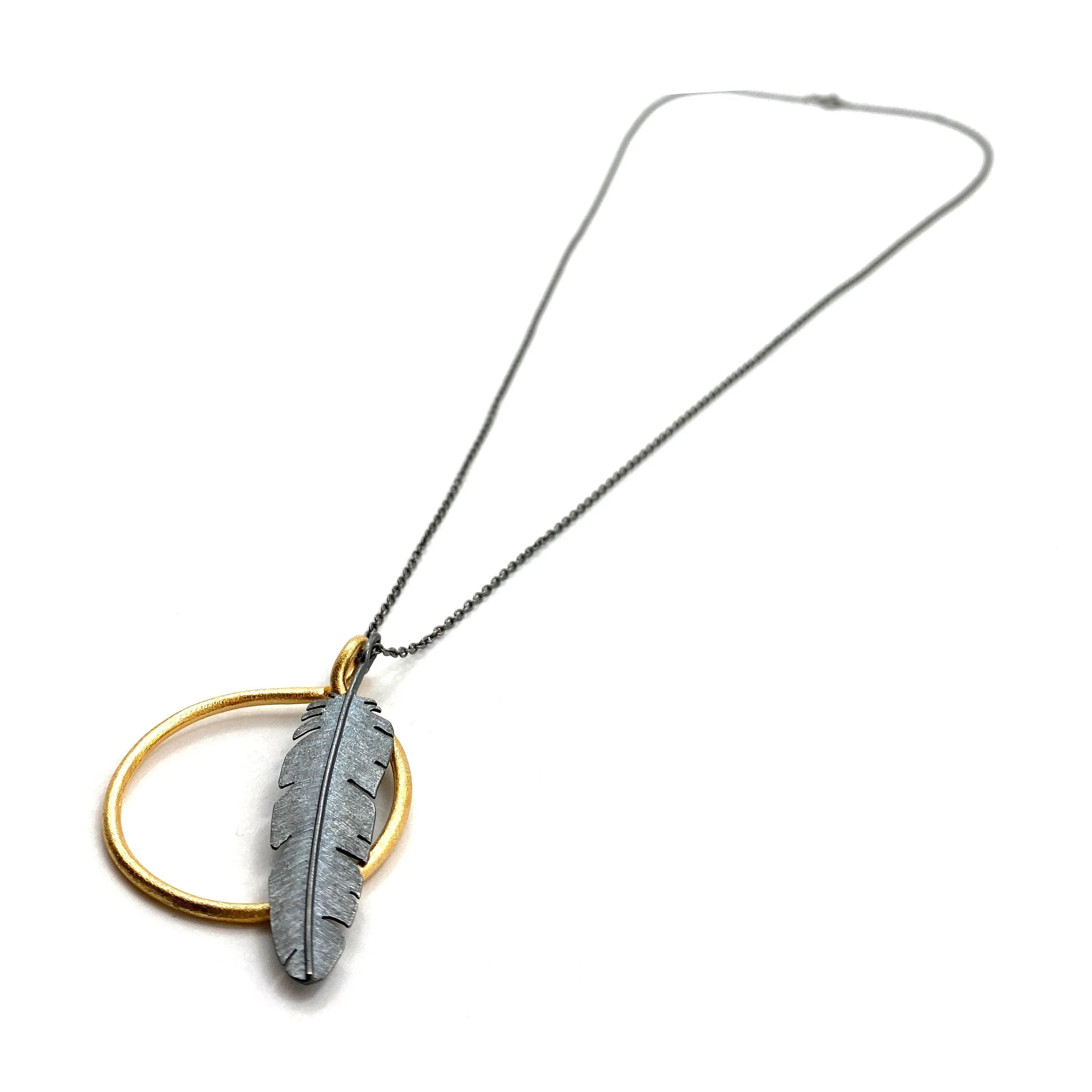 Feather and Hoop Necklace