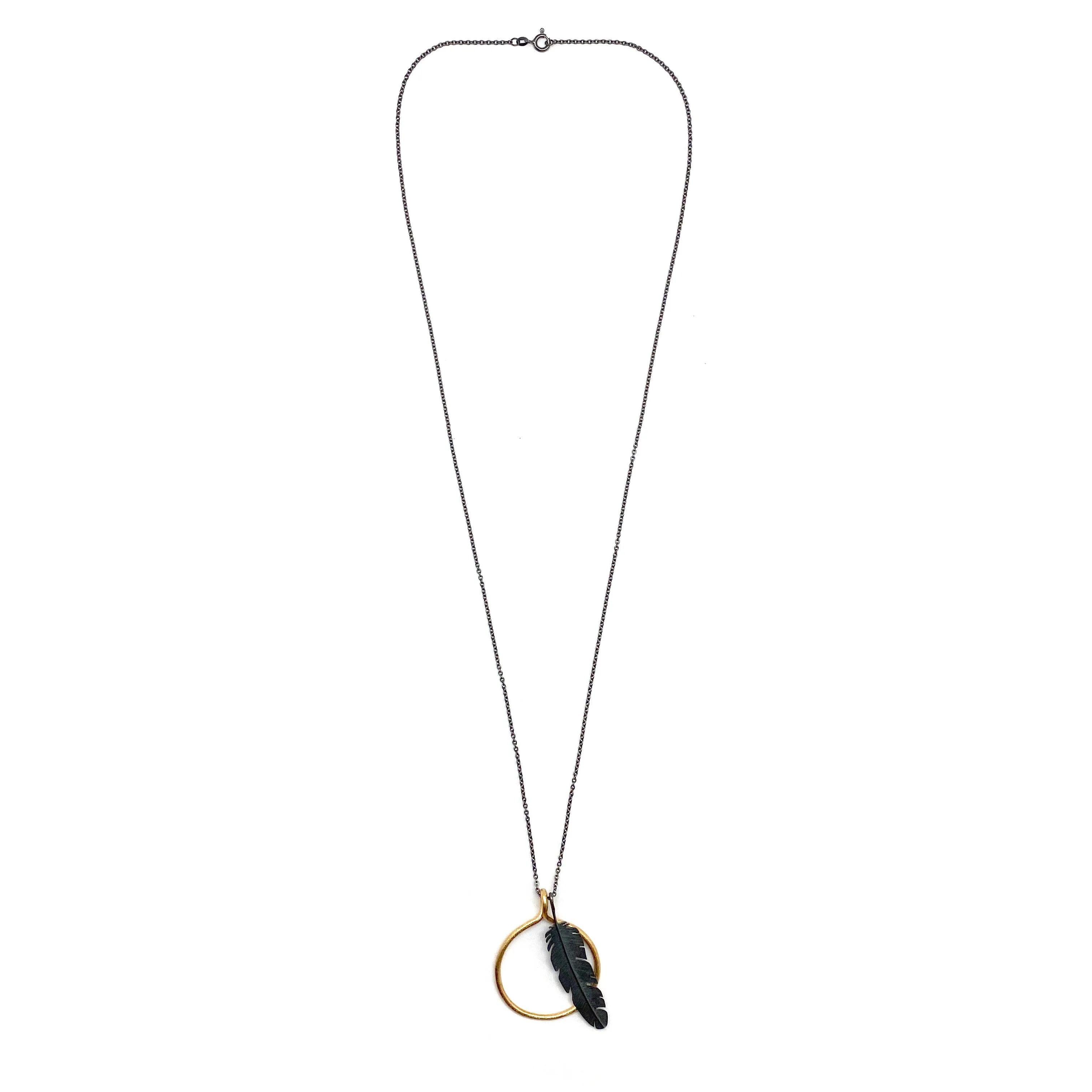 Feather and Hoop Necklace