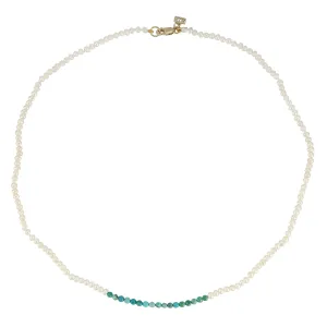 Flamenco Seedpearl and Turquoise color blocked Choker Necklace