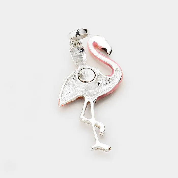 Flamingo Enamel Pendant Earrings Set