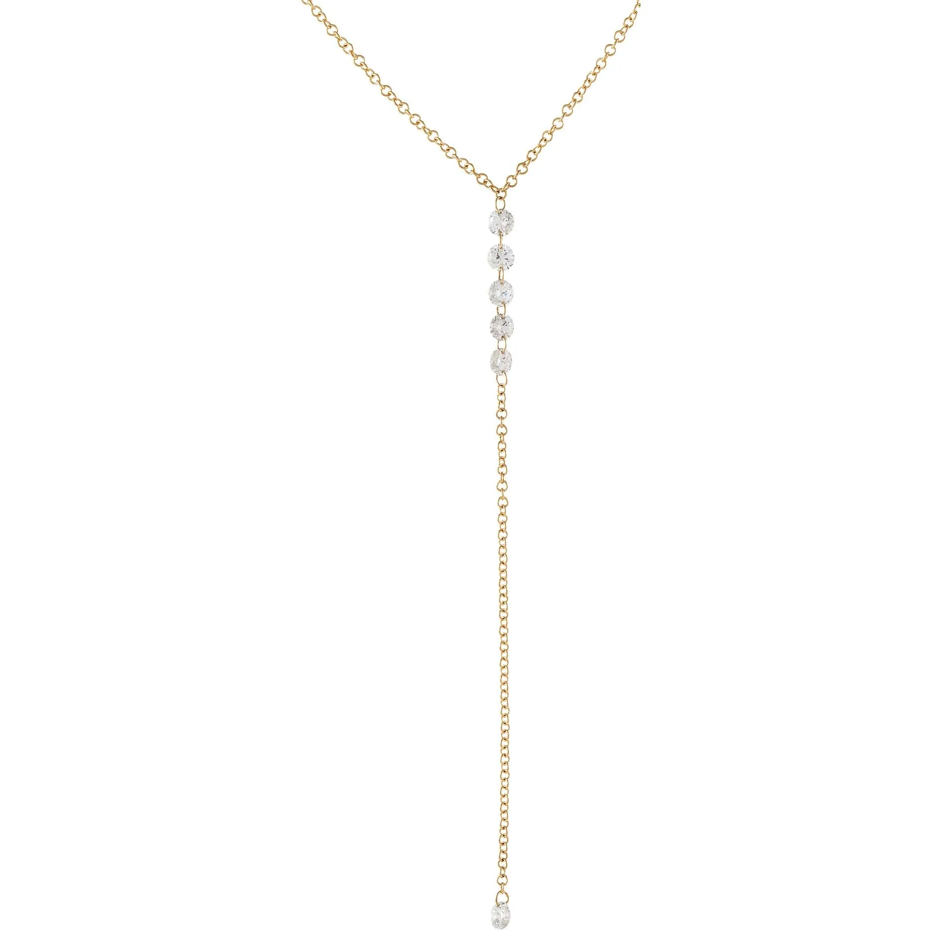 Floating Diamond Lariat 14K