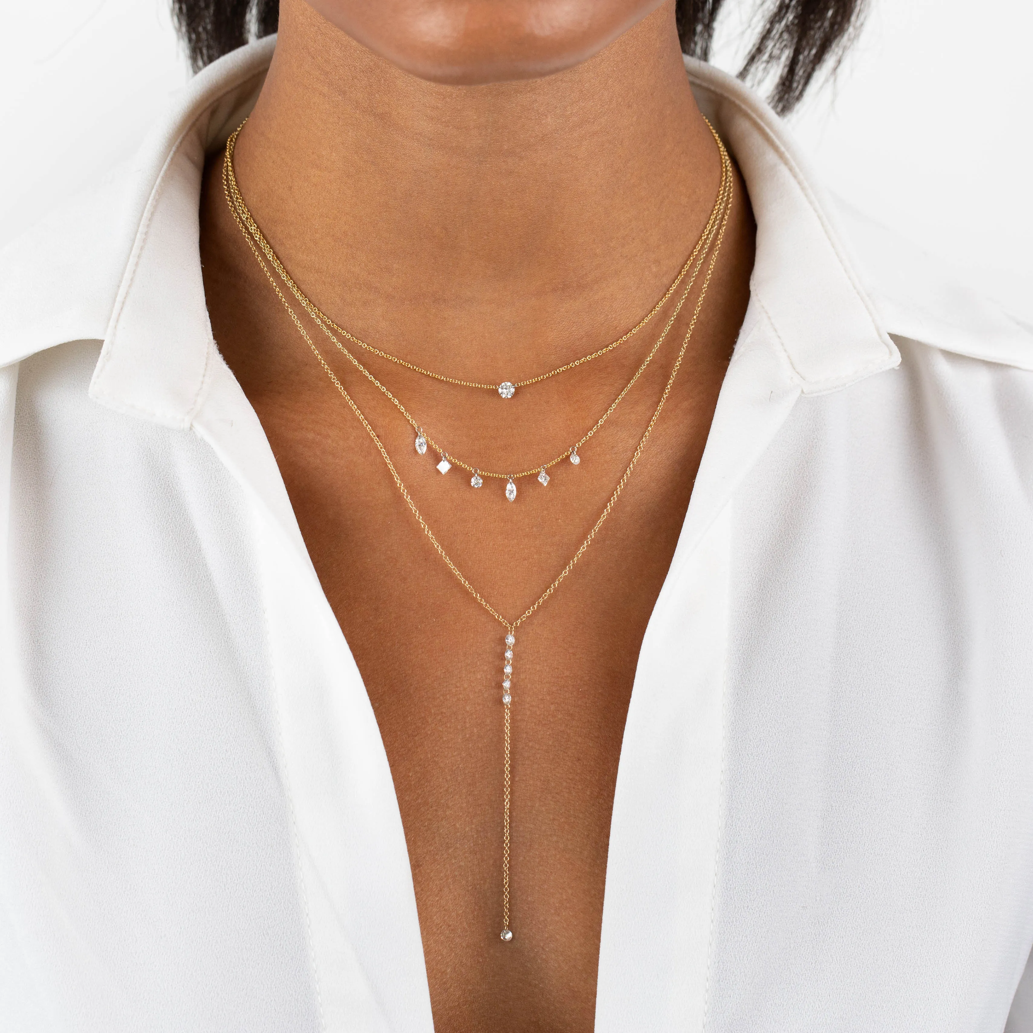 Floating Diamond Lariat 14K
