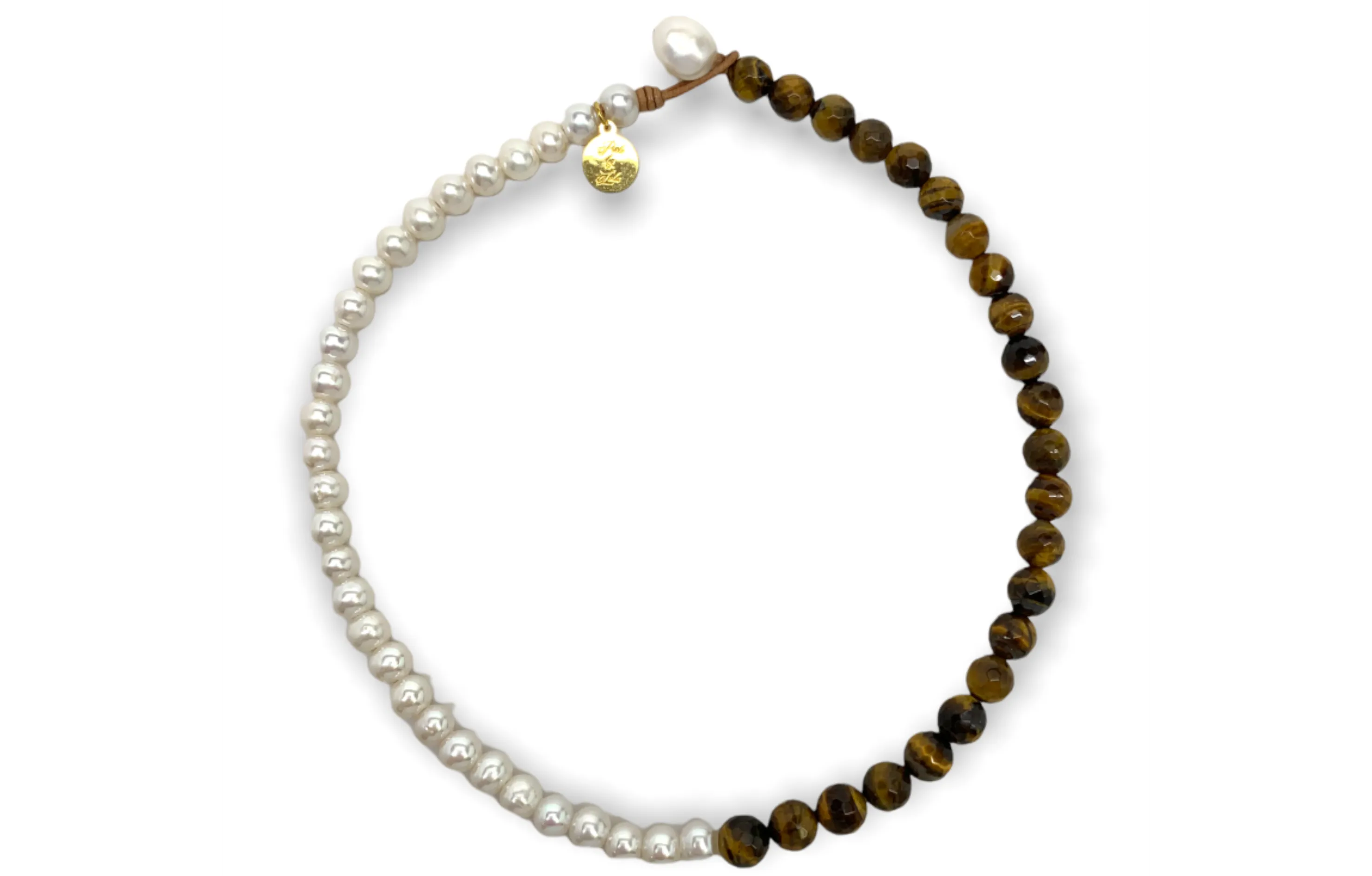Freshwater Pearls & Tiger Eye Choker