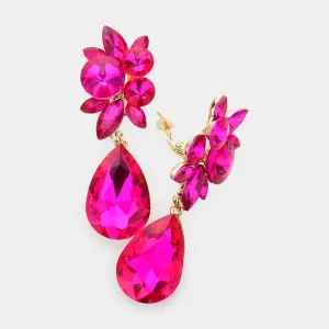 Fuchsia Teardrop Earrings  | Clip On | 608620