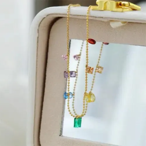 Geometric Colored Zircon Necklace