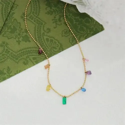 Geometric Colored Zircon Necklace