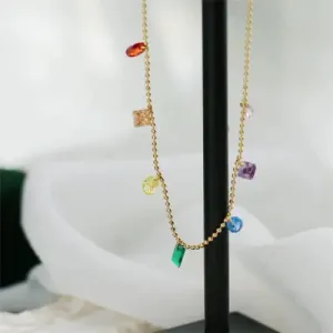 Geometric Colored Zircon Necklace