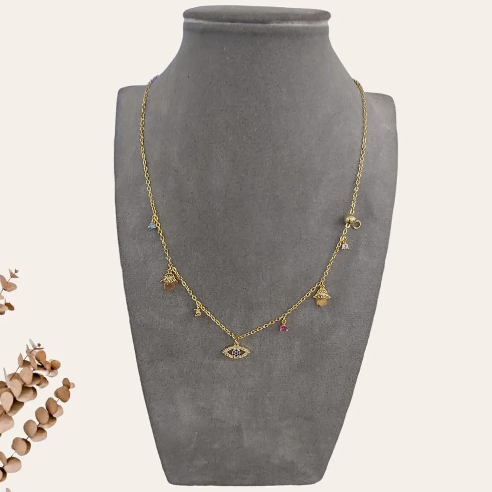 Gold Chain Blue Eye Choker S-0