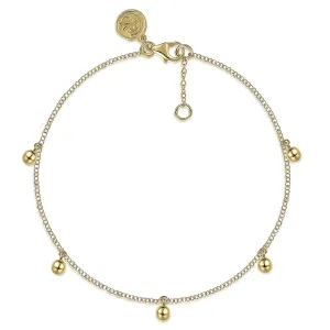 Gold Delicate Chain Bracelet with Bujukan Bead Drops