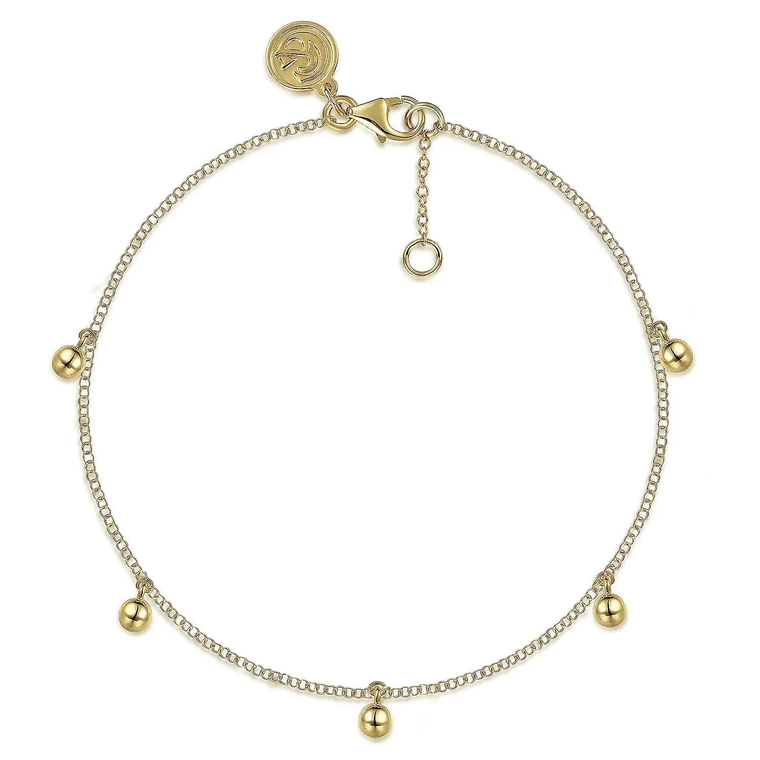Gold Delicate Chain Bracelet with Bujukan Bead Drops