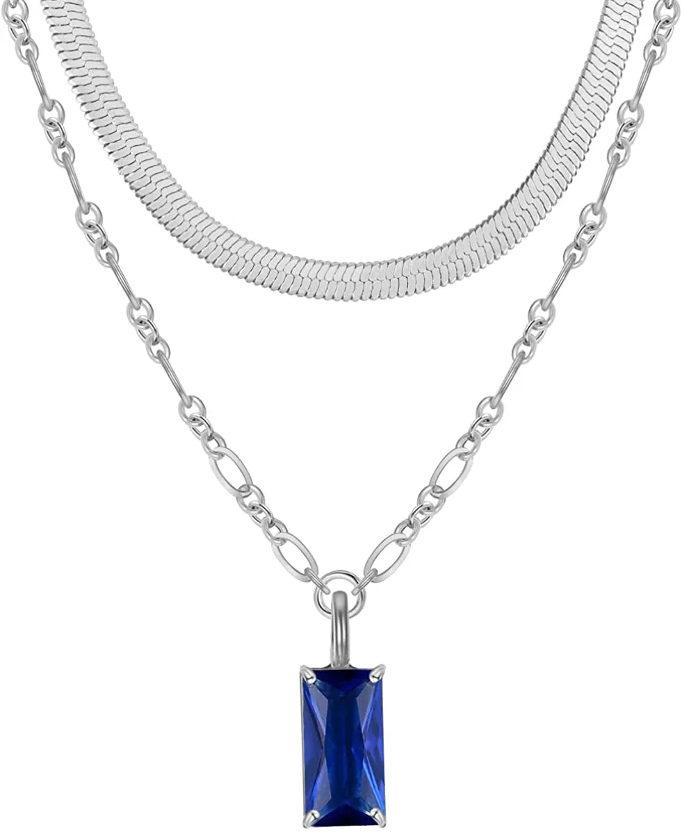 Gold Layered Necklaces for Women Set 2Pcs