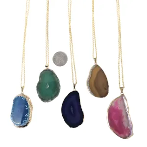 Gold-Like Sliced Dyed Agate Necklace